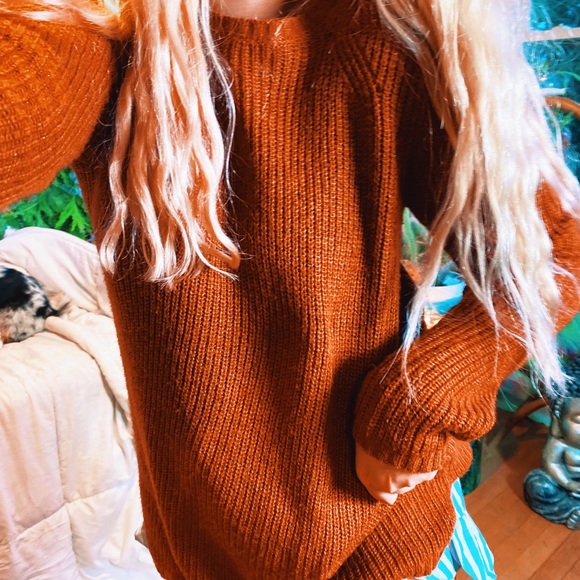 Merona Sweaters - Glossy Orange Cozy Woodstock Boho Sweater✨